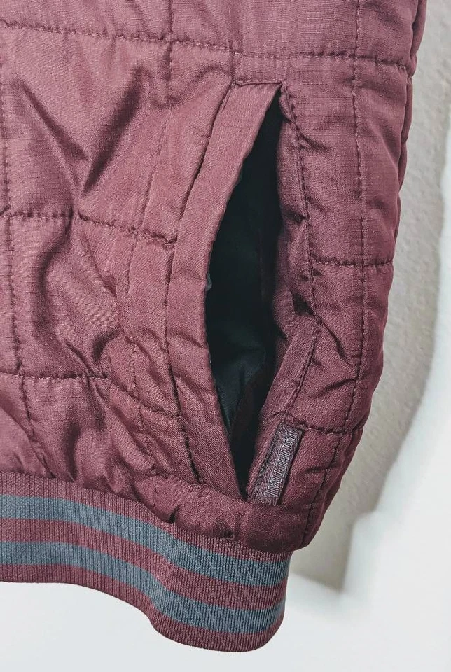 Chaleco acolchado universitario Pacific Trail Boys gris granate bolsillos con capucha cremallera completa talla S Foto 4 de 4