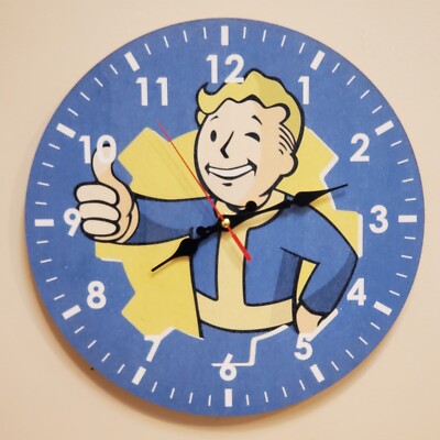 Vault Boy wooden wall clock 12x12 inches game room Fallout 2 3 4 76 New Vegas
