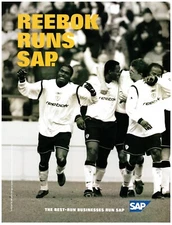 2004 SAP Print Ad, Reebok Runs SAP Soccer Team Celebration Logo Jersey Business