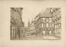 Radierung von "Göttingen Junkerschänke" - Name des Künstlers leider unleserllich