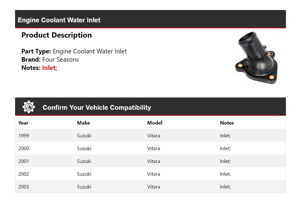 Entrada de agua refrigerante motor Suzuki Vitara 1999-2003 4 estaciones 2000 2001 2002 Foto 2 de 4