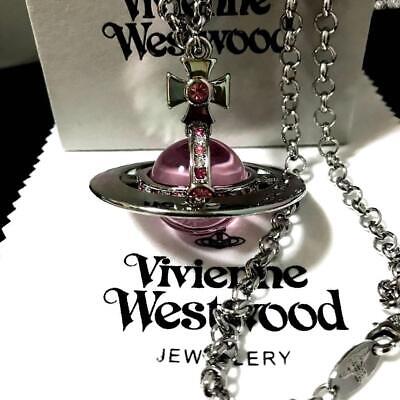 Vivienne Westwood Small Orb Necklace Silver Pink IN BOX Set Vivienne Westwood Small Orb Necklace Silver Pink IN BOX Set