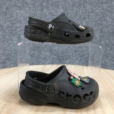 Crocs Sandals Kids 7 Baya Iconic Comfort Slingback Clogs Black Rubber Casual