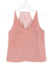 SUISTUDIO Blouse Rickie Femme UK 10 En Soie Doublée Col V Sans Manches Rose