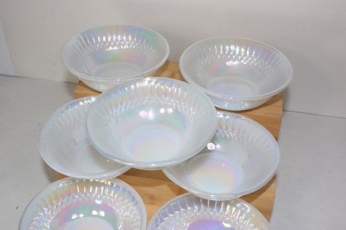 Vintage lot of 9 Glass Iridescent Bowl 4.75" USA Opalescent Milk Glass - Picture 8 of 11