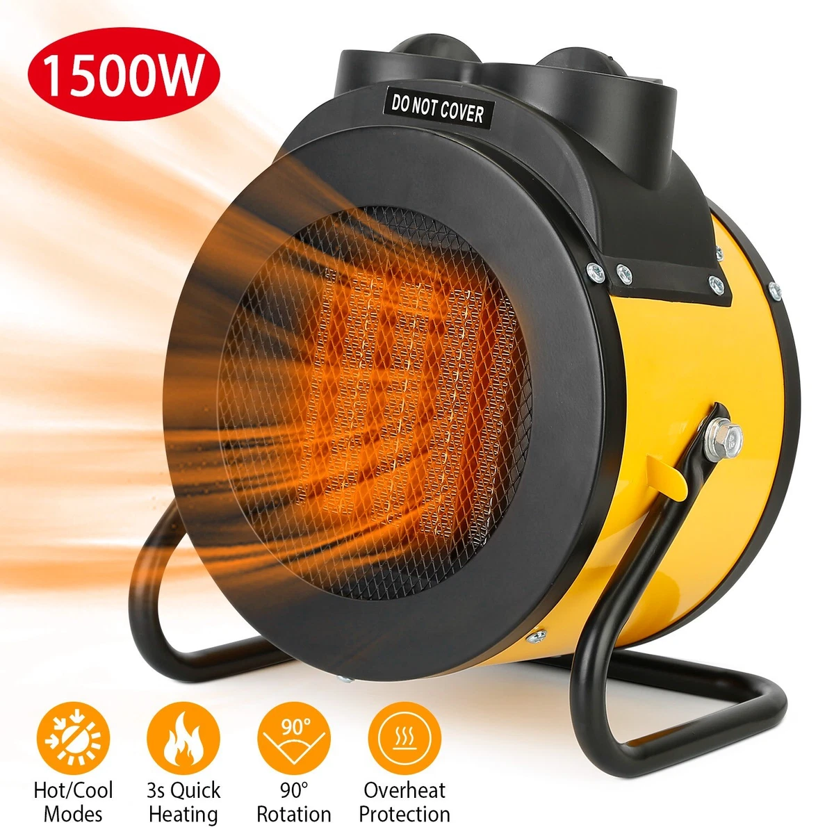 1500W Portable Electric Space Heater Fast Heater Fan 3 Heat Settings  Thermostat | eBay