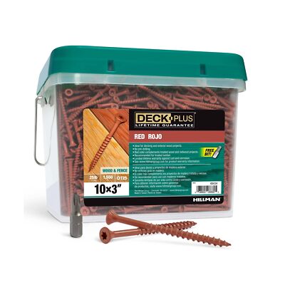 Deck Plus 48434 Wood Screws #10 x 3'', Red, 25lb Box #10 x 3''