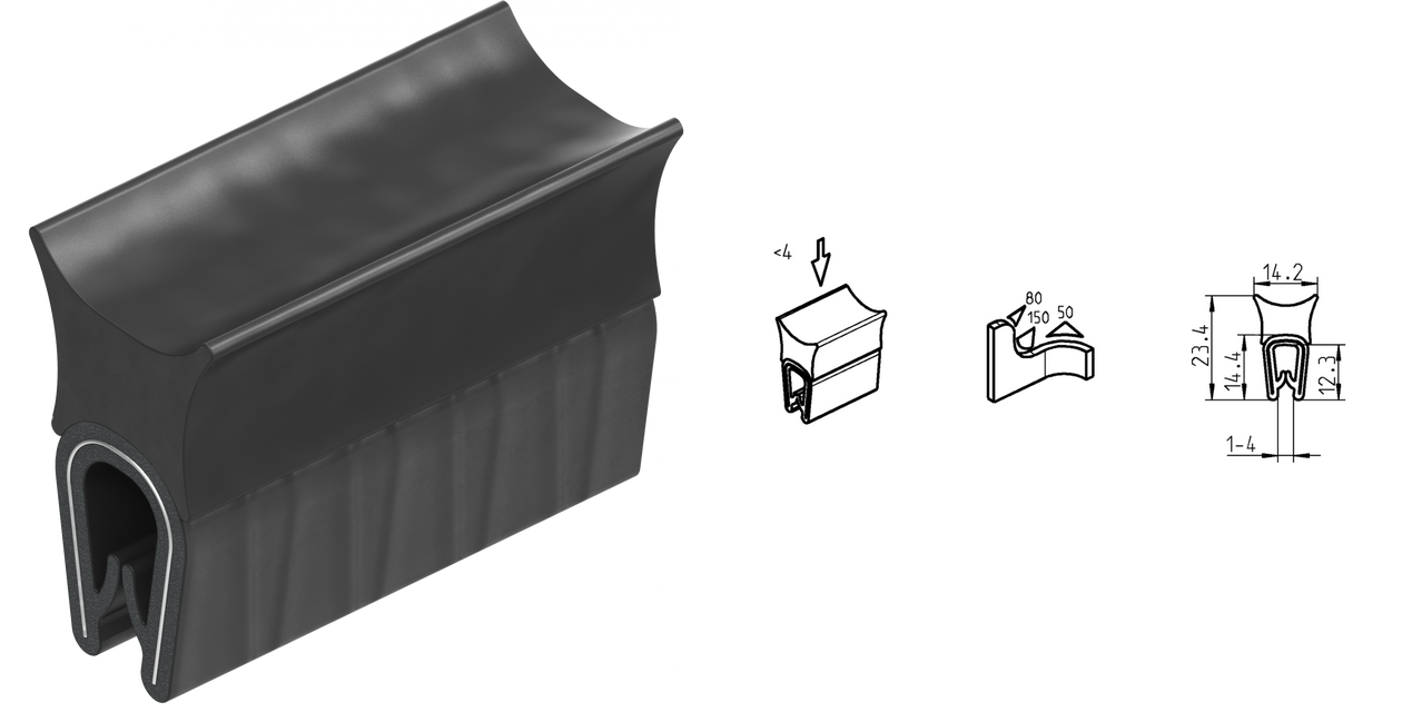 1011-21 EMKA PVC Sponge Rubber EPDM Gasketing Edge Protection Profile ...