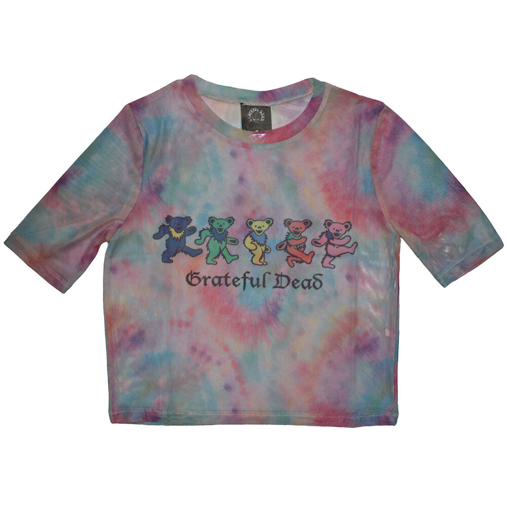 Grateful Dead Ladies Crop Top: Dancing Bears (Mesh) (XX-Large)
