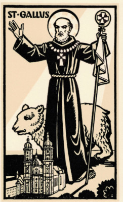 St Gall Saint Gallus Vintage Holy Card Patron Saint of Birds and Poultry