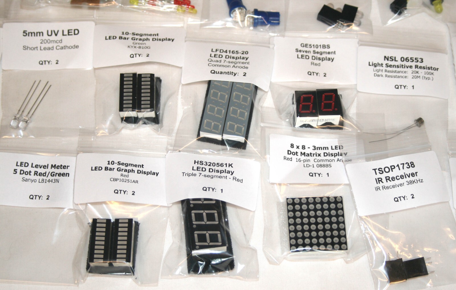 Job Lot of OptoElectronics Components 175 items, LEDs, Displays etc