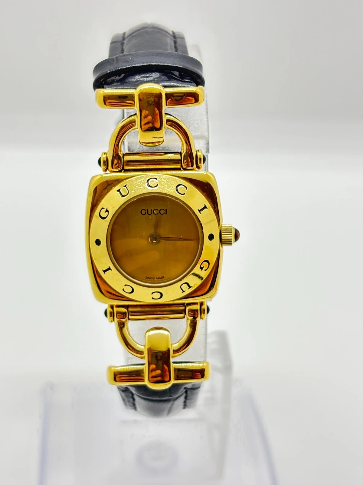 [Presque comme neuve] Montre femme GUCCI Horsebit 6300L cadran doré quartz occasion fonctionne F/S