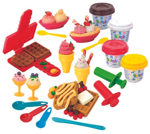 Playgo PLAY DOUGH WAFFLES & ICE-CREAM (4 Colors of Play Dough Included) ~NEW~ - Picture 1 of 2