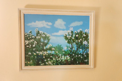 Spring Landscape Painting Field of Flowers by Latvian Artist Eriks Balodis 19*23