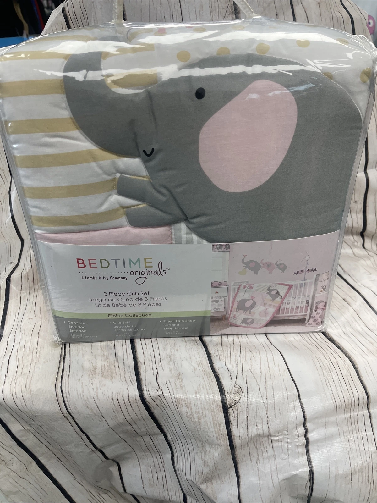 Bedtime Originals Eloise 3-Piece Crib Bedding Set - Pink, Gray, White, Animals