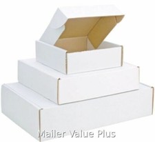 50 - 9 x 6 1/4 x 2 White Front Tab Lock Shipping Mailer Boxes Literature Box