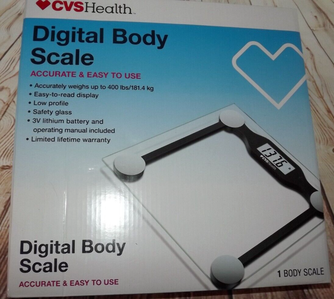 CVS Health Digital Body Weight Bathroom Scale Safety Glass 1" Digits ...