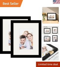 Elegant 2 Pack 8x10 Black Picture Frames Made of Solid Wood for Stylish Displays