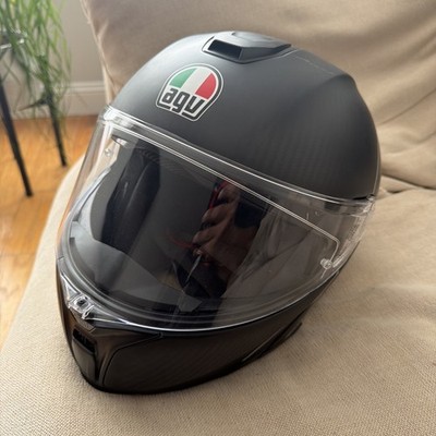 Agv Modular Motorcycle Helmet Carbon Fiber Size L  Used