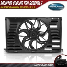 Radiator Cooling Fan Assembly w/ Shroud for Porsche Panamera 2017-2020 2.9L 3.0L