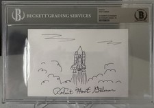 Robert Hoot Gibson NASA Shuttle Hand Drawn Sketch Beckett Autograph 10 BAS *18