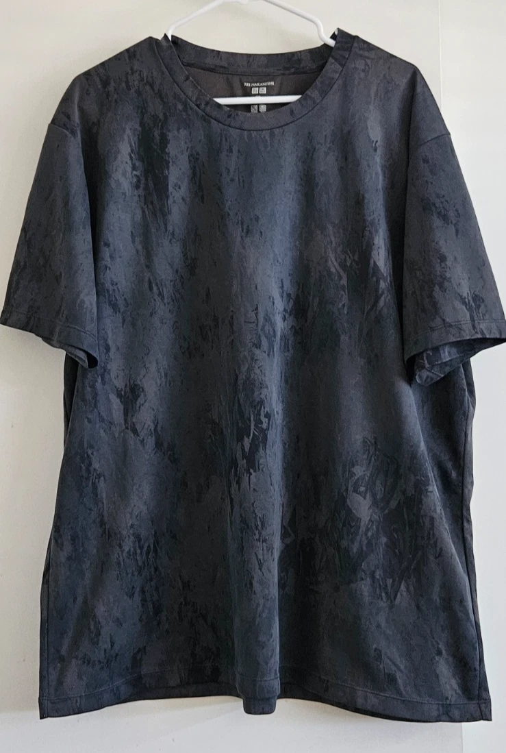 Uniqlo Rei Nakanishi Active T-Shirt Athletic Training Tee Gray Tie Dye Size 3XL