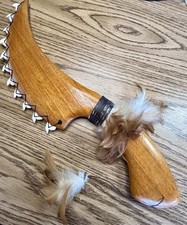Hawaiian Style Tribal Wood War Club Weapon with Shark Teeth 16”