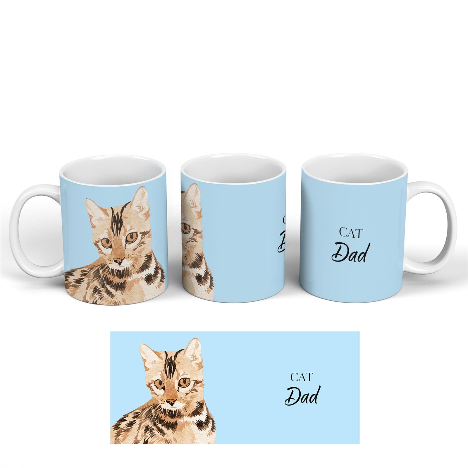 Bengal Cat Dad Cat Homeware Decor Giftware Blue Ceramic Classic Mug