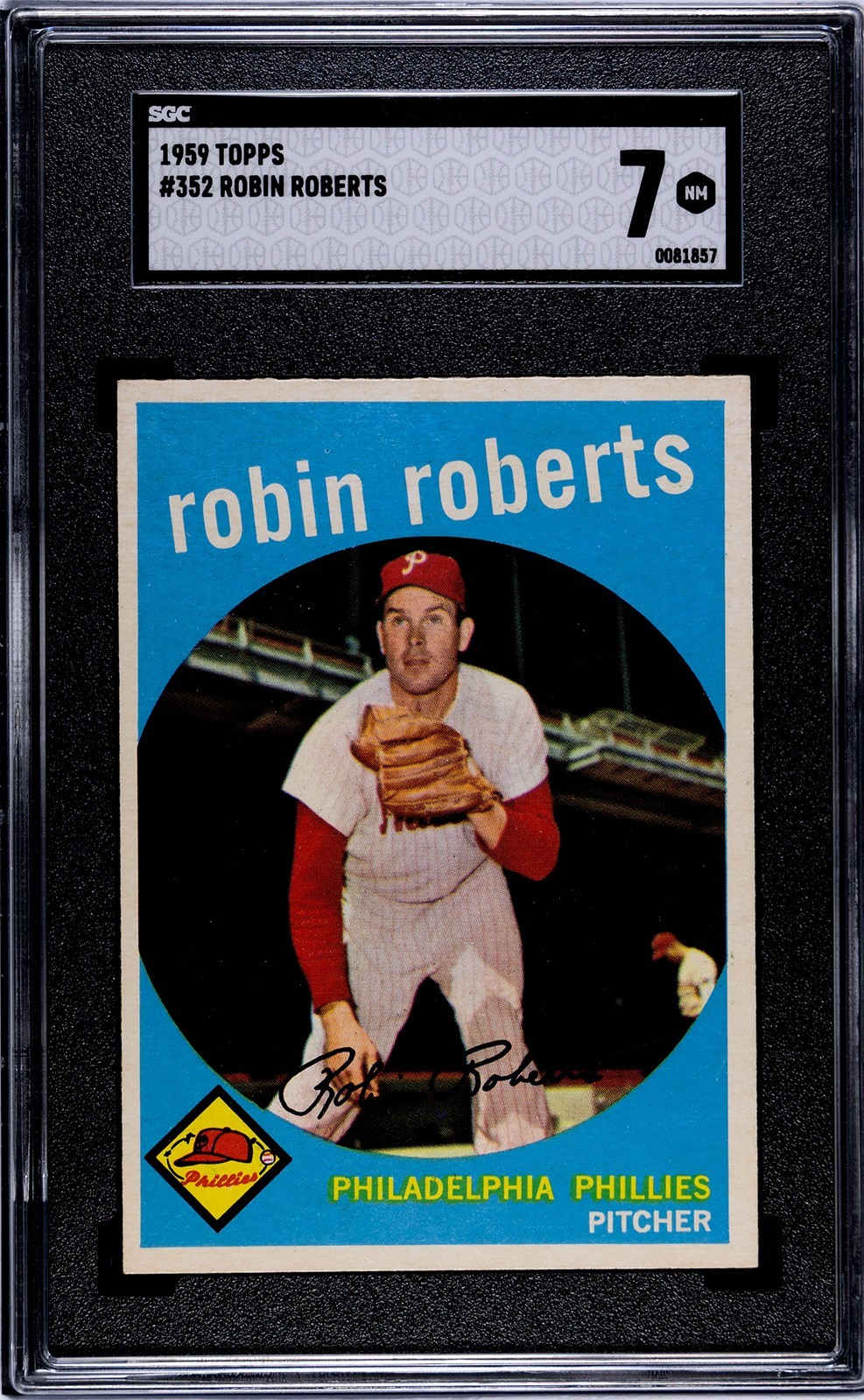 1959 Topps #352 Robin Roberts SGC 7 6 time 20 game winner