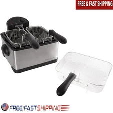 Electric Deep Fryer 4L Dual Basket W/ Temperature Control & Safety Features New