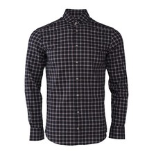 Hackett London Mens Shirt Check Elbow Patches Black Brown Cotton XS