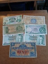 7 {SEVEN} SCOTTISH £1 BANKNOTES VARIOUS GRADES 1942-1990
