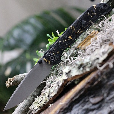 CIVIVI IMPERIUM FRONT FLIPPER KNIFE BLACK & GOLD CARBON FIBER NITRO V SS C2106A