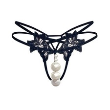 Open Style Women Underwear Large Pearl Massage Thong Made of Nylon Spandex