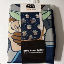 Star Wars Mandalorian Baby Child Yoda Rotary Fabric Shower Curtain 72in x 72in