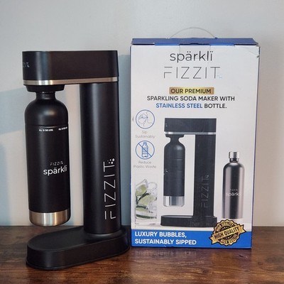 Sparkli Fizzit Sparking Soda Maker with Stainless Steel Bottle Black