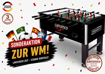 Carromco Stadium-XT   Profi Kickertisch Schwarz   4 Bälle & Metall-Torplatte