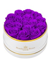 Preserved Roses Forever Flowers Real in a Box Mother's 16 Roses, Purple