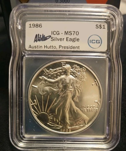 1986 American Silver Eagle $1 Dollar ICG MS70 FIRST YEAR OF ISSUE