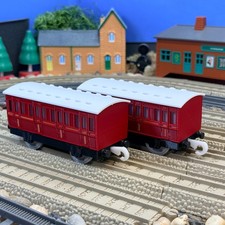 Trackmaster 2 Red Orange Passenger Coach Train Custom Made