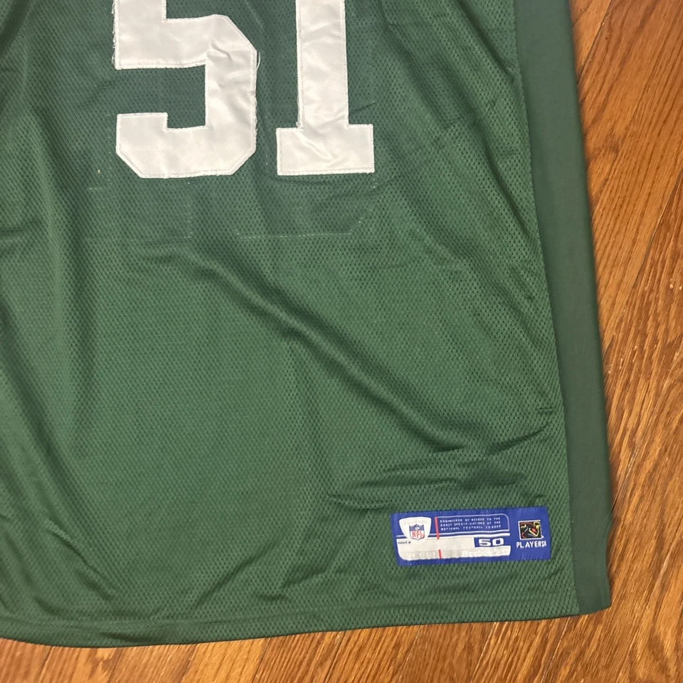 VTG Reebok Authentic NFL New York Jets Jonathan Vilma #51 Home Jersey Sewn Sz L - Image 2 of 4