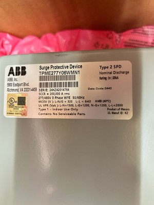 ABB Surge Protective Device TPME277Y06WMN1 200kA 277/480V Panel Mount Counter