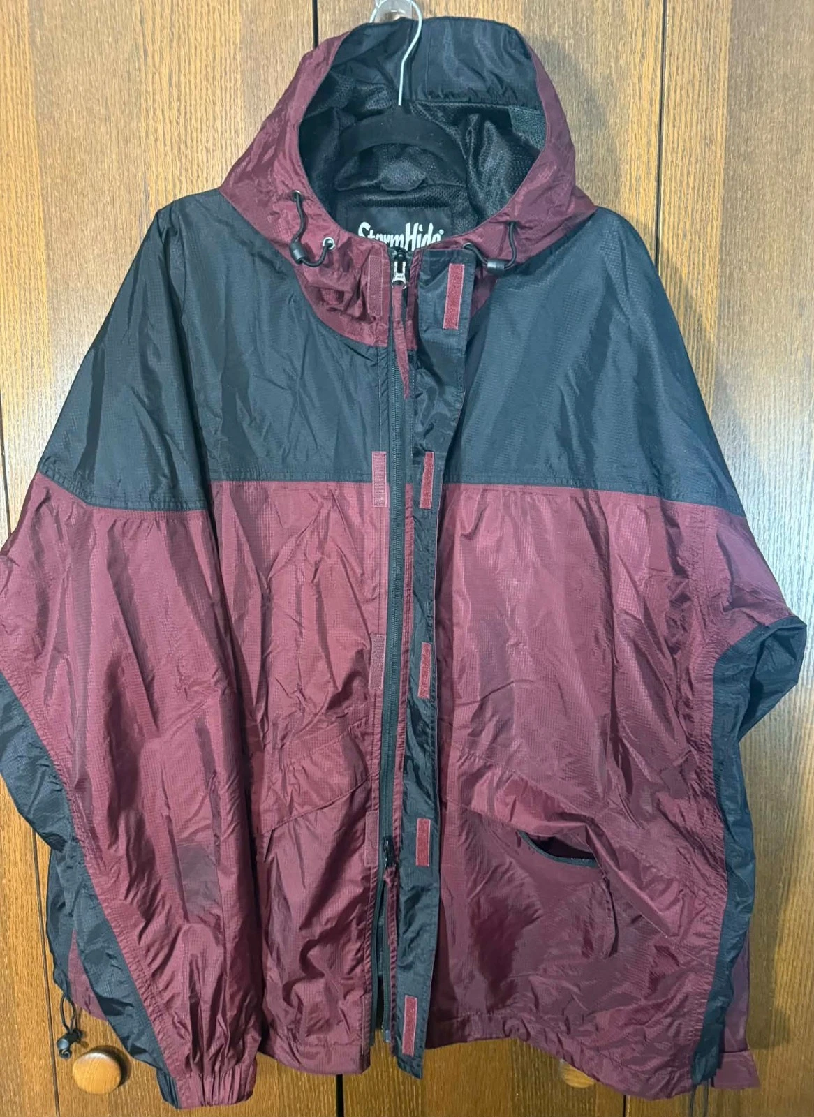 Storm Hide Maroon Jacket Polyvinyl Rain Zip Zip Up Snap With Hoodie Men’s XXL