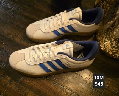 adidas Men s Vl Court Low Top Lace-Up Athletic Sneakers White/Blue Casual