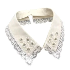 Lady Lace Beads Crystal Detachable Fake Collar Elegant Neck Lapel Tops Choker