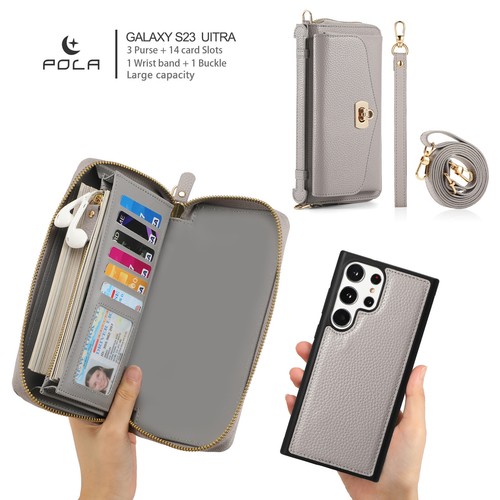 For Samsung Galaxy S24 S23 S22 Detachable Zipper Wallet Crossbody Phone Case - Photo 9 sur 73