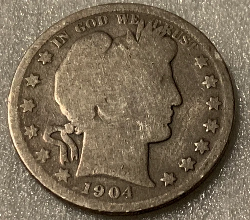 1904 BARBER SILVER HALF DOLLAR COIN Good Condition A-1