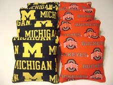 OHIO STATE BUCKEYES VS MICHIGAN WOLVERINES 8 CORNHOLE BEAN BAGS EXTRA HEAVY DUTY