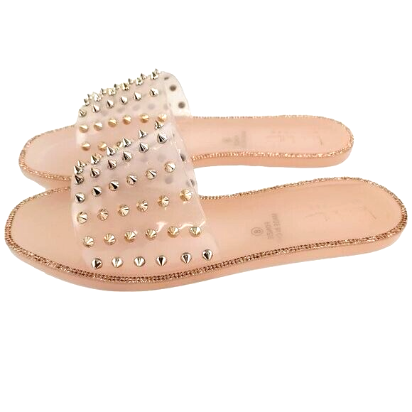 APL Sandali nuovi senza etichette Nicole Miller NEW YORK Fonzie oro chiaro punte slides 8