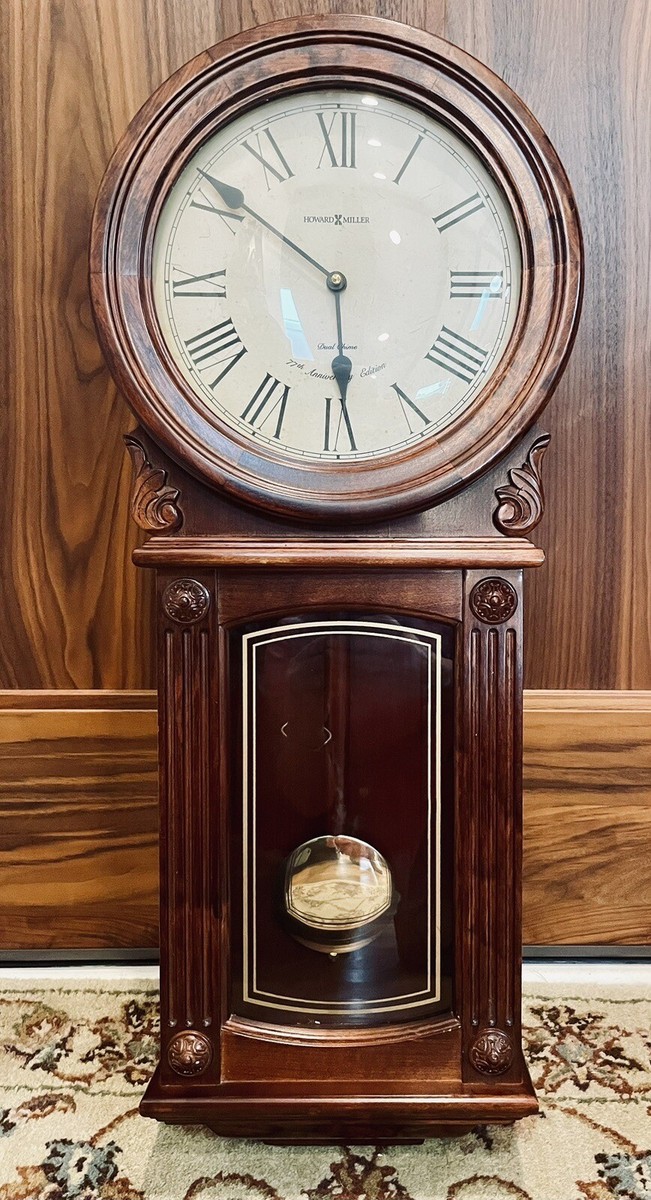 Howard Miller 77th Anniversary Wall Clock Pendulum Dual Chime 625